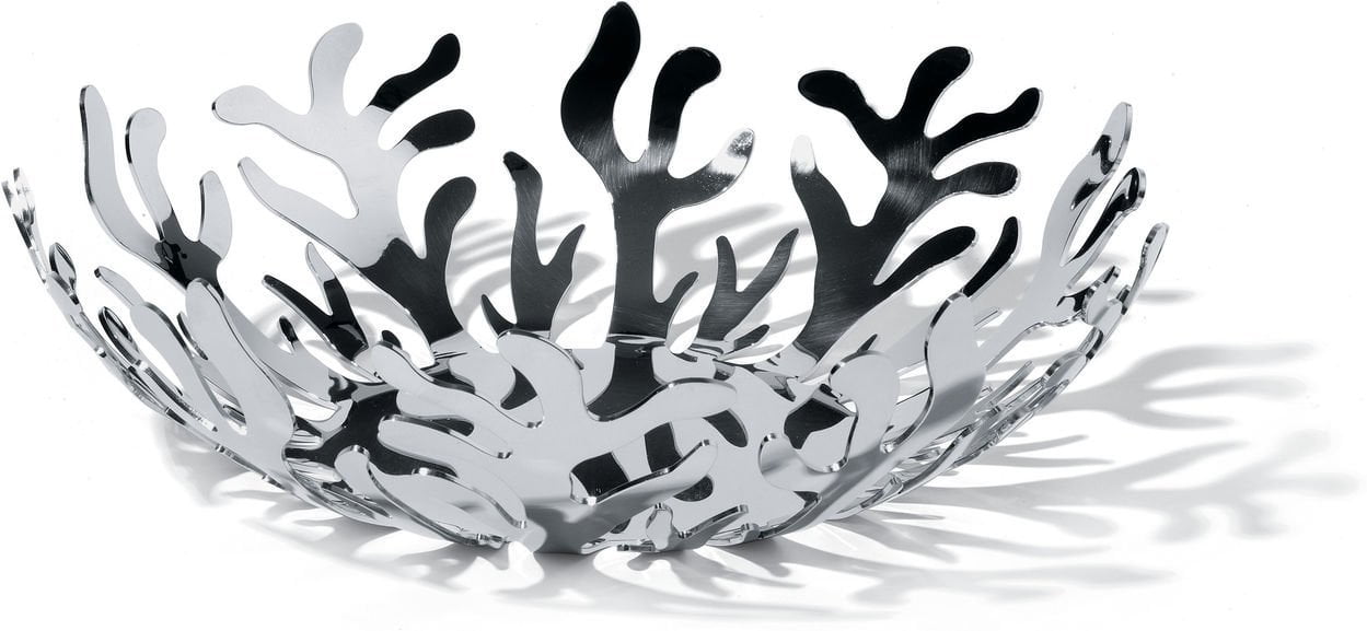 Mediterraneo Coral-Inspired 11.5'' Stainless Steel Silver Fruit Bowl