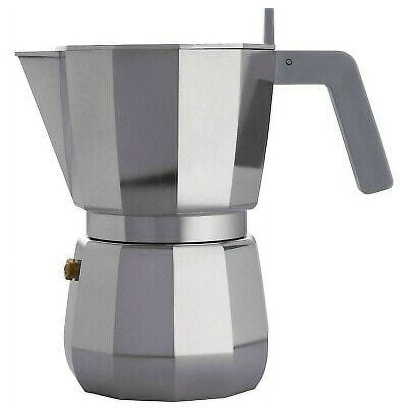 Modern Gray Aluminum 6 Cup Espresso Coffee Maker
