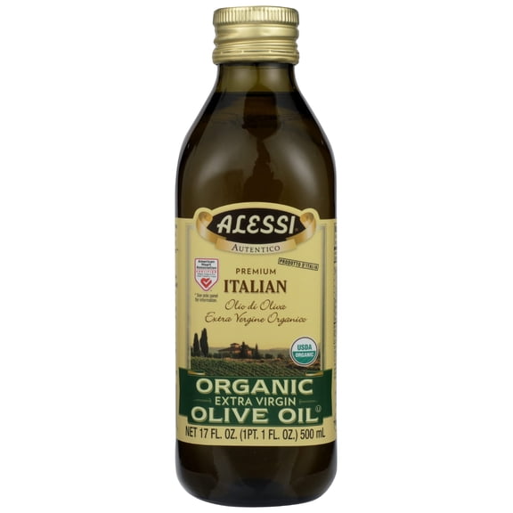 Alessi - Organic Extra Virgin Olive Oil - 17 Fo, Case of 8