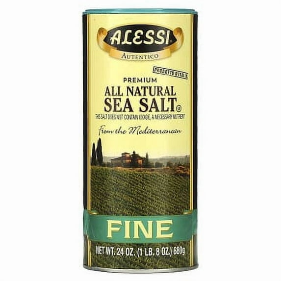 Alessi, Premium All Natural Sea Salt, Fine, 24 oz Pack of 3