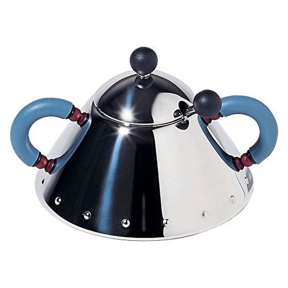 Alessi Michael Graves Design Series Stainless Steel Sugar Bowl w/ Spoon - Blue