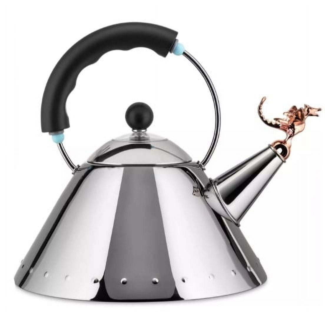 Stainless Steel Whistling Kettle with Black Handle and Dragon Whistle