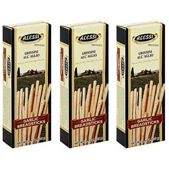 Alessi Thin Garlic Breadsticks, 4.4 Ounce (Pack Of 3)