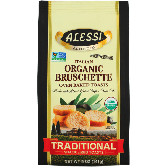 Alessi Traditional Italian Organic Bruschetta Oven Baked Toasts, 5 oz.