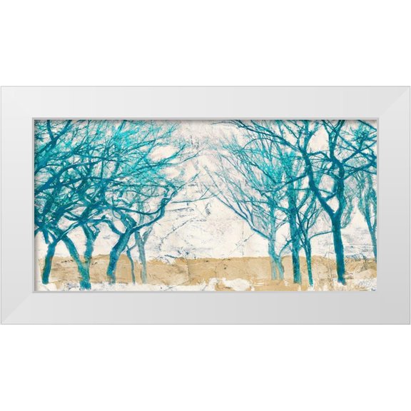 Alessio, Aprile 14x9 White Modern Wood Framed Museum Art Print Titled - Turquoise Trees