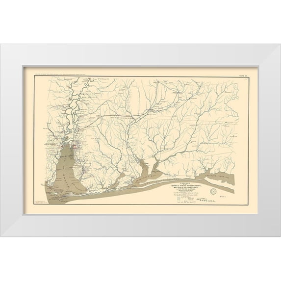 Alester 14x10 White Modern Wood Framed Museum Art Print Titled - Army of West Mississippi - Alester 1865