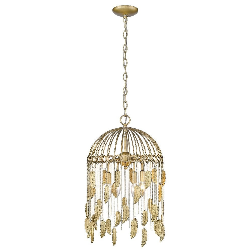 Aleta Gold 4-Light Birdcage Pendant Chandelier