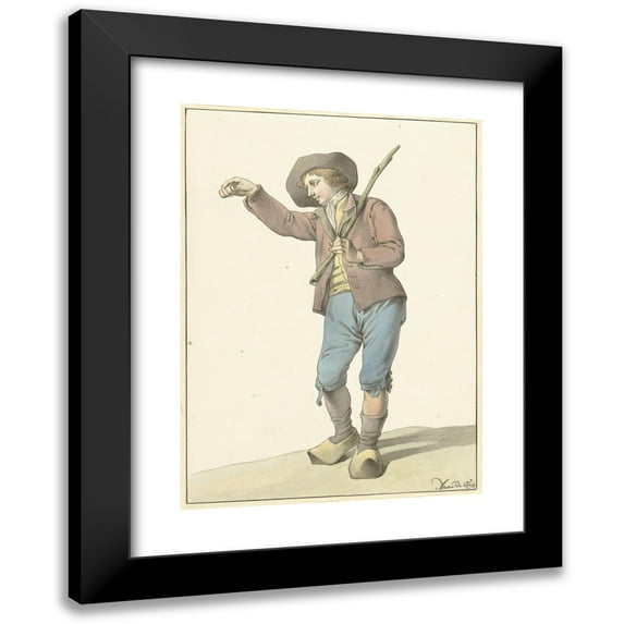 Aletta de Freij 14x18 Black Modern Framed Museum Art Print Titled - Farm Boy Pointing with the Right Hand (1778 - 1808)
