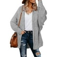 thumbnail image 1 of Aleumdr Cardigans Sweater for Women Long Sleeve Chunky Knit Bat Sleeves Open Front Draped Cardigan Gray L, 1 of 5