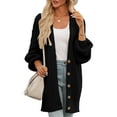 thumbnail image 1 of Aleumdr Cardigans for Women 2023 Fall Winter Long Sleeve Cable Knit Open Front Button Sweaters Black US 12-14, 1 of 6