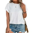 thumbnail image 1 of Aleumdr Plus Size T-Shirts for Women Boho Hollow Out Blouses Short Sleeve Tunics Casual Crew Neck Tops White 5XL, 1 of 5