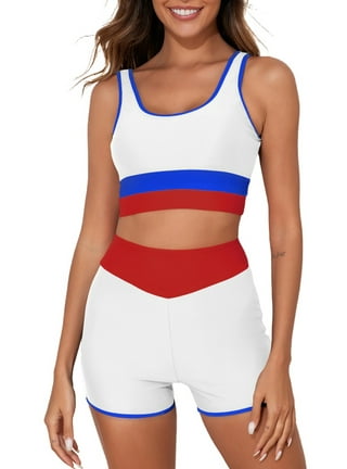 qucoqpe Women's Bandeau Blouson Tankini Top High Waisted Moderate Bottom  Two Piece Swimsuits Bathing Suits on Clearance