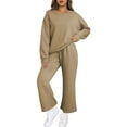 Aleumdr Women’s 2-Piece Lounge Set – Mock Neck Sweatshirt & Wide Leg Pants, Fall 2025 Casual Sweatsuit