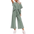 thumbnail image 1 of Aleumdr Women's 2 Piece Outfits Sweatsuits Short Sleeve Sweatshirt Suits for Women Green S, 1 of 8
