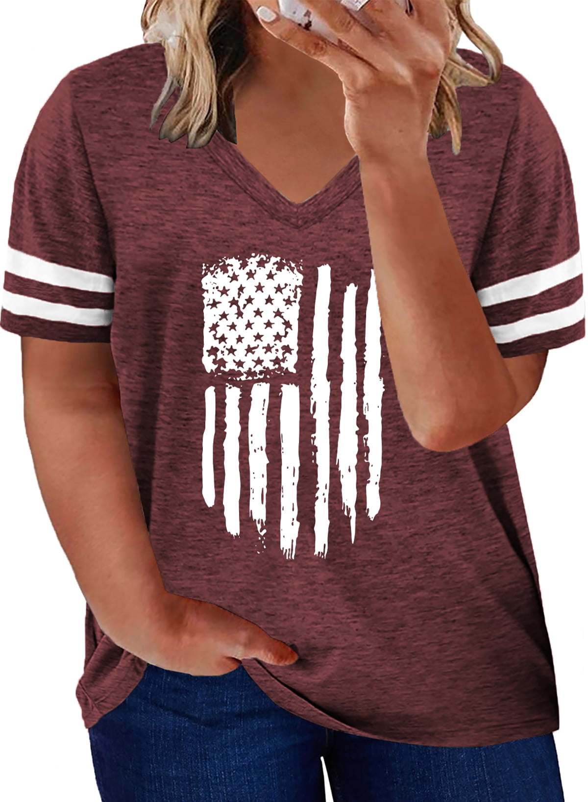 SweatyRocks Women's Plus Size Peplum Top - Ruffle Cap Sleeve Lace V-Neck Summer Tee