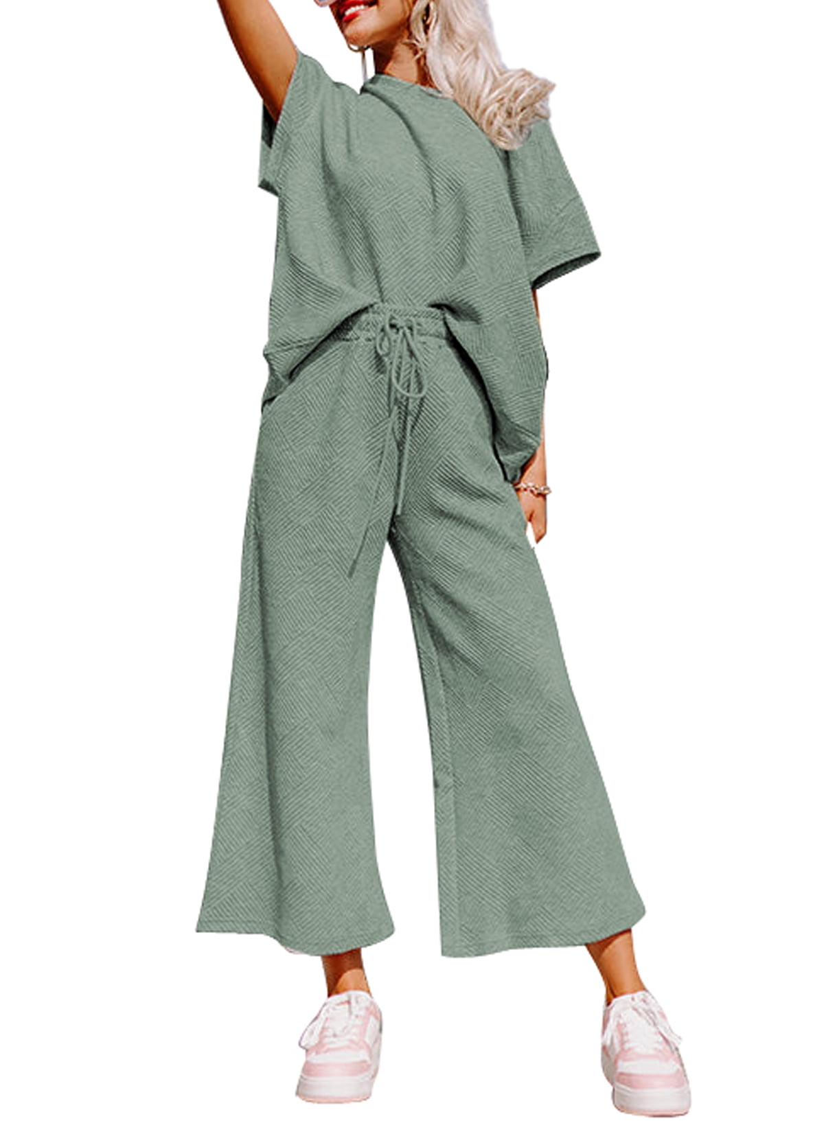 Nimsruc Women's 2-Piece Casual Tracksuit - Pullover Sweatshirt & Jogger Pants Set