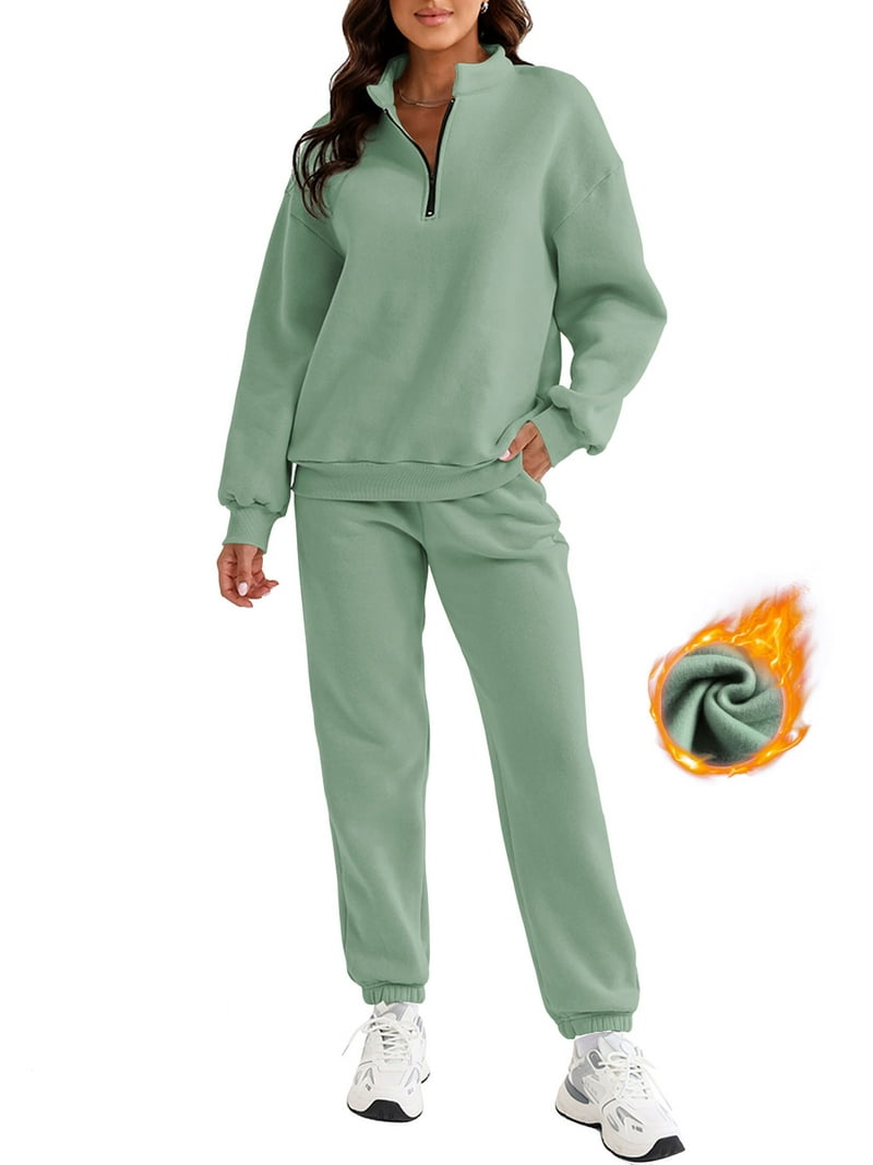 SHEWIN Womens 2 Piece Outfits Sweatsuit Oversized Half Zip