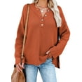 thumbnail image 1 of Aleumdr Women Button Neck Sweater Long Sleeve Chunky Oversized Fall Tunic Sweaters 16 18, 1 of 9