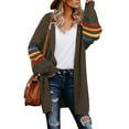 thumbnail image 1 of Aleumdr Womens Brown Sweaters Coat Autumn Plus Size Knit Long Open Front Cardigan 2XL, 1 of 7
