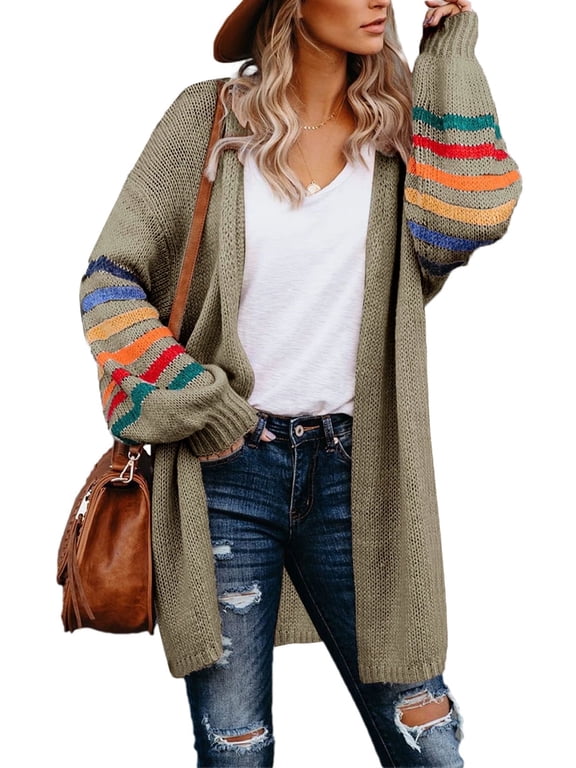 Cardigans for Women Casual Knit Sweater Long Sleeve Open Front Cardigans Fall Batwing Sweater Coat S