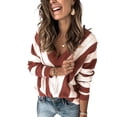 thumbnail image 1 of Aleumdr Womens V Neck Sweater Lightweight Long Sleeve Ripped Brown Plus Size Knitted Pullover 16 18, 1 of 9