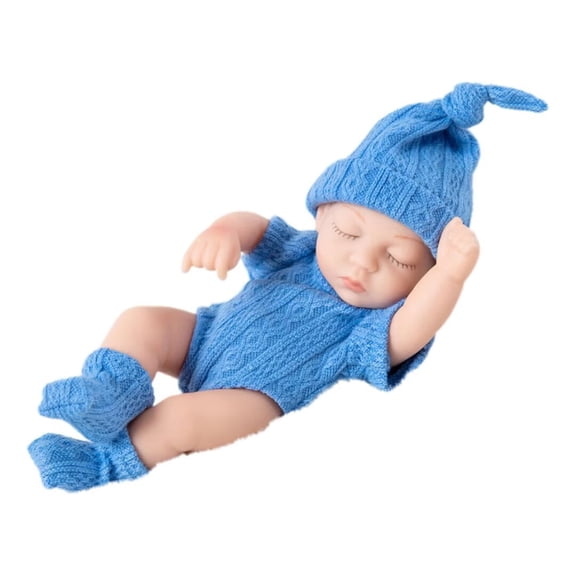 AlevRam 1 Pcs Cute Mini Reborn Baby Dolls 7 inch Full Body Silicone Sleeping Baby Doll for Girls 2+ Christmas Birthday Gift