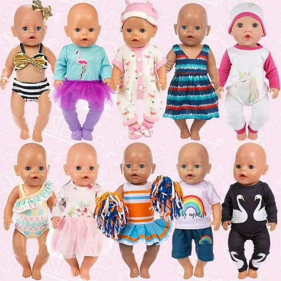 AlevRam 10 Sets American 18 Inch Doll Clothes Doll Clothing Doll Dress Doll Bikini Swimsuits Doll Jumpsuit Doll Pajamas for 18 Inch Dolls