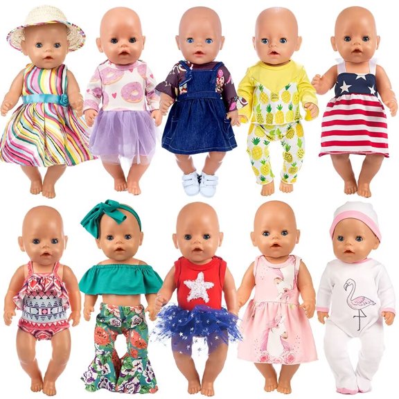 AlevRam 10 Sets American 18 Inch Doll Clothes Doll Clothing Doll Dress Doll Swimsuits Doll Jumpsuit Doll Pajamas Doll Bodysuit for 18 Inch Dolls