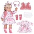 thumbnail image 1 of AlevRam 18 inch Doll Clothes Outfit Set with Floral Dress, Plush Vest, Headband, Underwear and Socks, 5 Piece Doll Clothing Accessories for 18 inch Dolls, White, 1 of 5