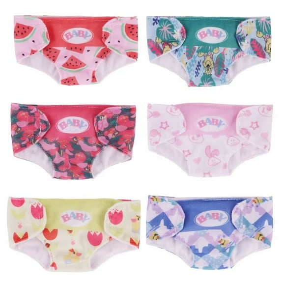 AlevRam 18 inch Doll Underwear 6 Pack Colorful Print Panties with Hook & Loop Closure, Fits 18 inch Dolls, Easy Dress-Up Doll Clothes Accessories