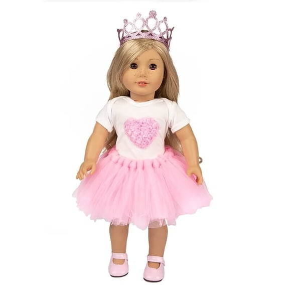 AlevRam 3 PCS/Set 18 " Doll Dress Set Include Bodysuit Mesh Skirt Crown Doll Accessary Doll Clothes for 18 Inch Doll