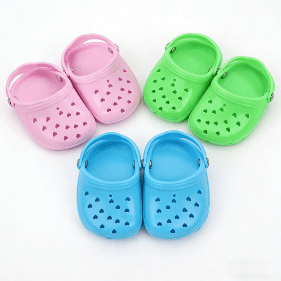 AlevRam 3 Pairs 18 inch Doll Shoes Sandals, Colorful Hole Slippers for 18 inch Dolls, Cute Summer Doll Accessories, Fits Most 18 inch Dolls, Random Candy Colors