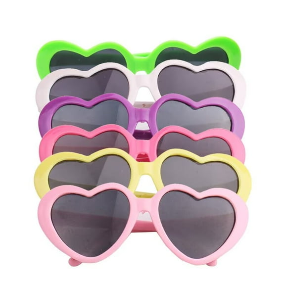 AlevRam 6 Pair 18-Inch Doll Heart-Shaped Sunglasses – Black Lenses, Random Color Frame, Fits Most 18” Dolls