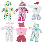 AlevRam 6‑Pack 12 Inch Slim Baby Doll Clothes Set – Fits Most 10–12 Inch Baby Dolls, Stretch Bodysuits for Kids Girls Gift