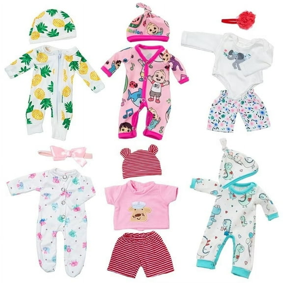 AlevRam 6 Sets 12 inch Baby Doll Clothes Soft Bodysuits Outfits for 12" Baby Dolls Girl Doll Accessories Clothing Set for 10-12 inch Dolls, Great Gift for Kids Ages 3+