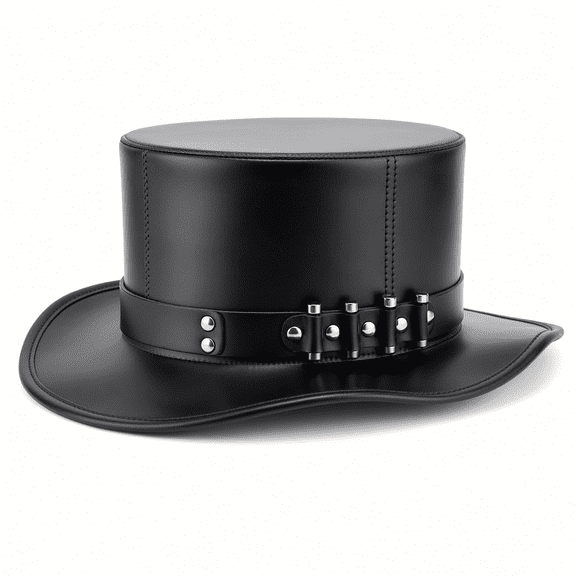 AlevRam Steampunk Plague Doctor Faux Leather Top Hat, Unisex Gothic Victorian Costume Hat for Halloween, Cosplay, Masquerade and Theme Parties