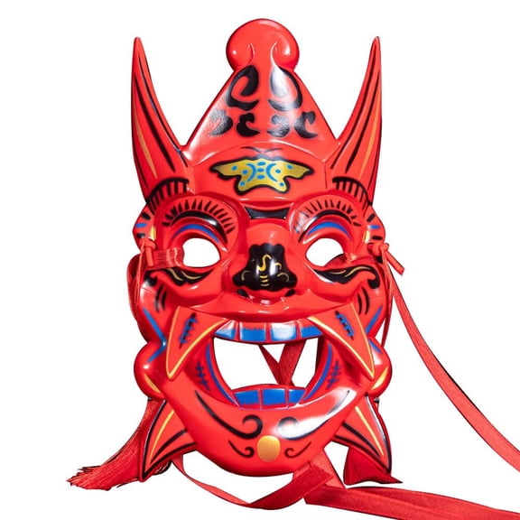 AlevRam Traditional Chinese Nuo Opera Full Face Mask, Hand-Painted Resin ABS Costume Mask for Halloween, Masquerade, Carnival, Cosplay, Cultural Festival and Stage Performance