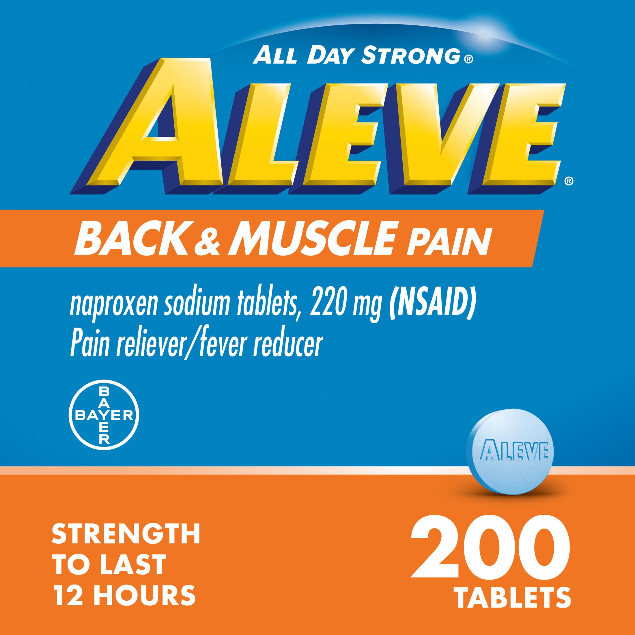 Aleve Back & Muscle Pain Reliever Naproxen Sodium Tablets, 200 Count - image 1 of 15