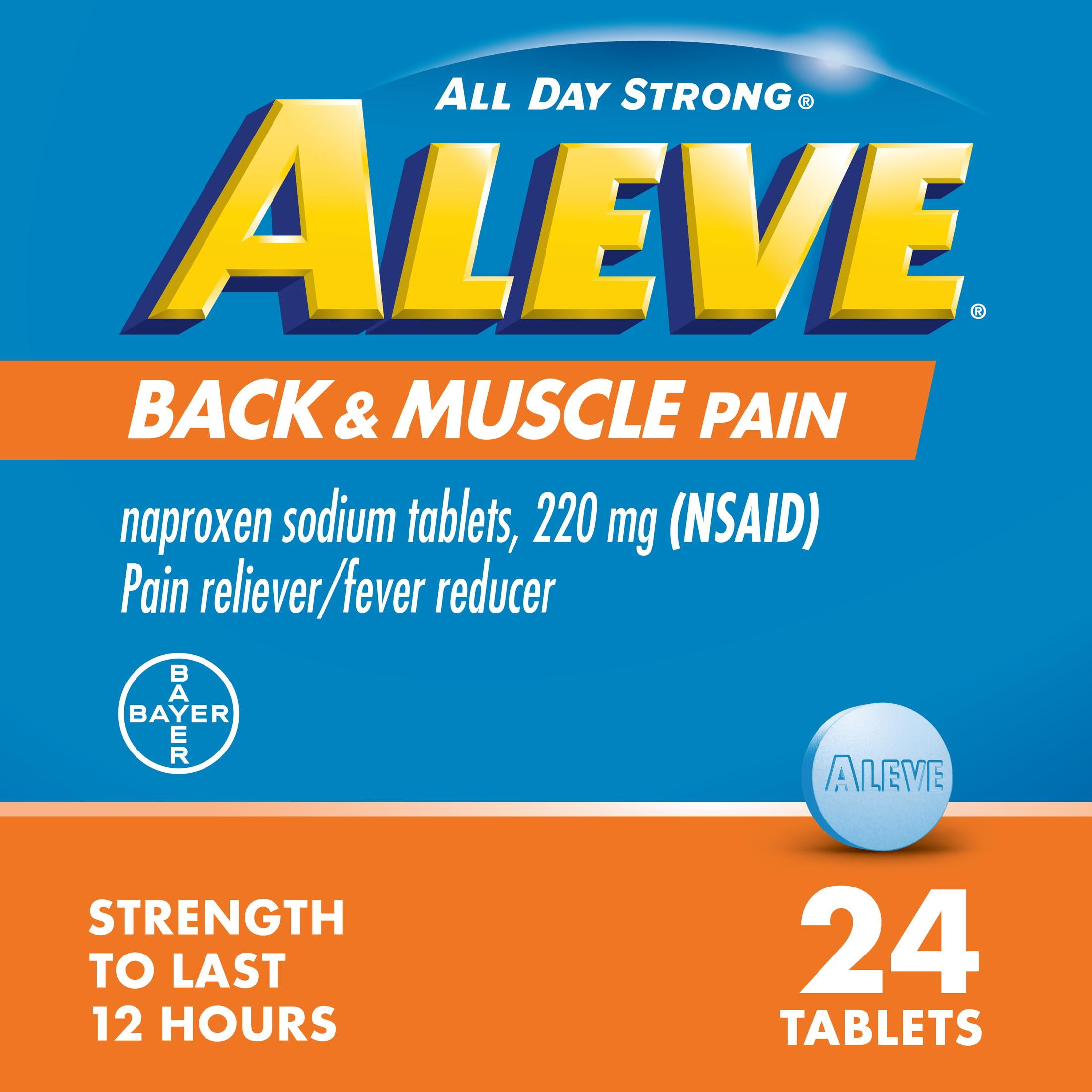 Aleve Back And Muscle Pain Reliever Naproxen Sodium Tablets 24 Count