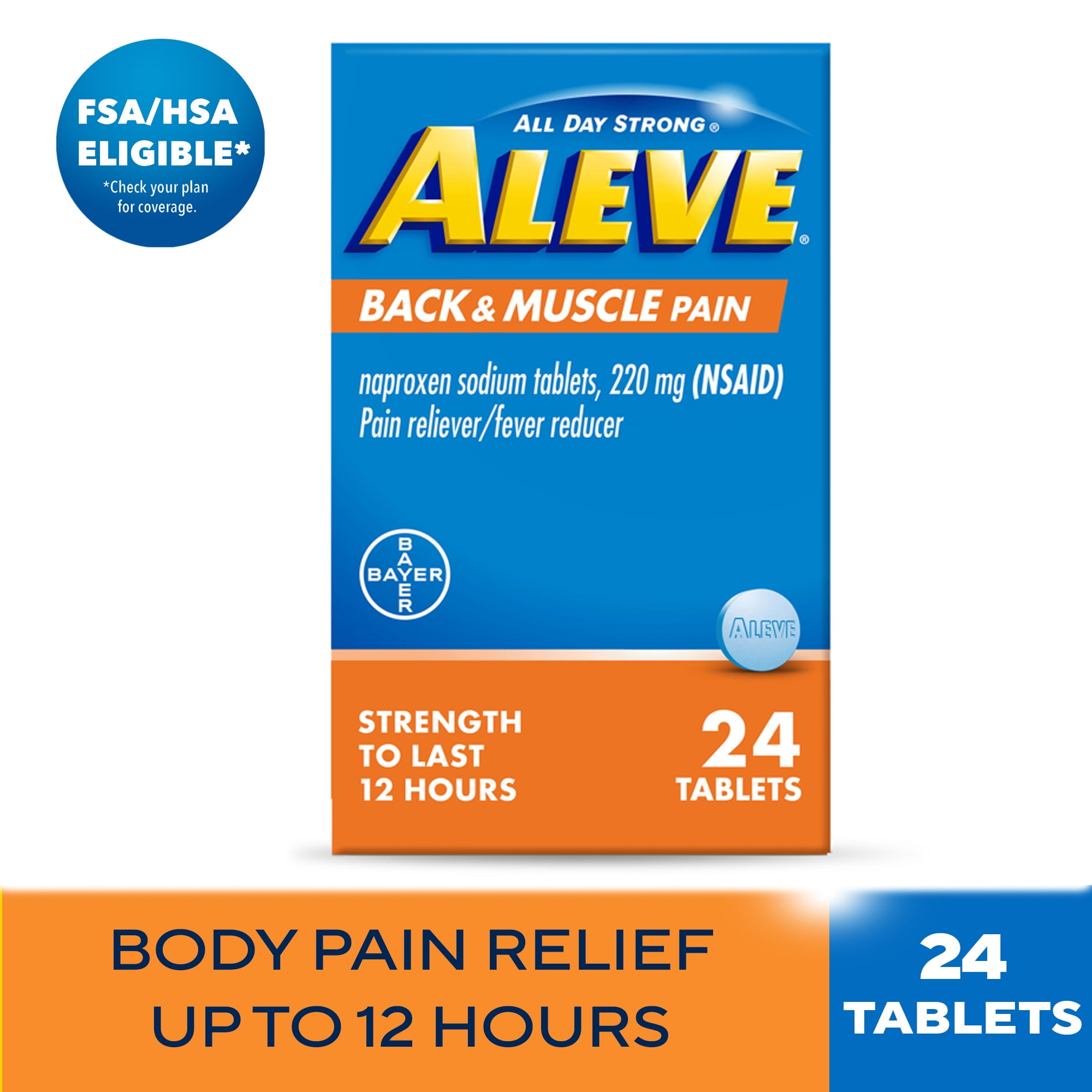 Aleve Back & Muscle Pain Reliever Naproxen Sodium Tablets, 24 Count