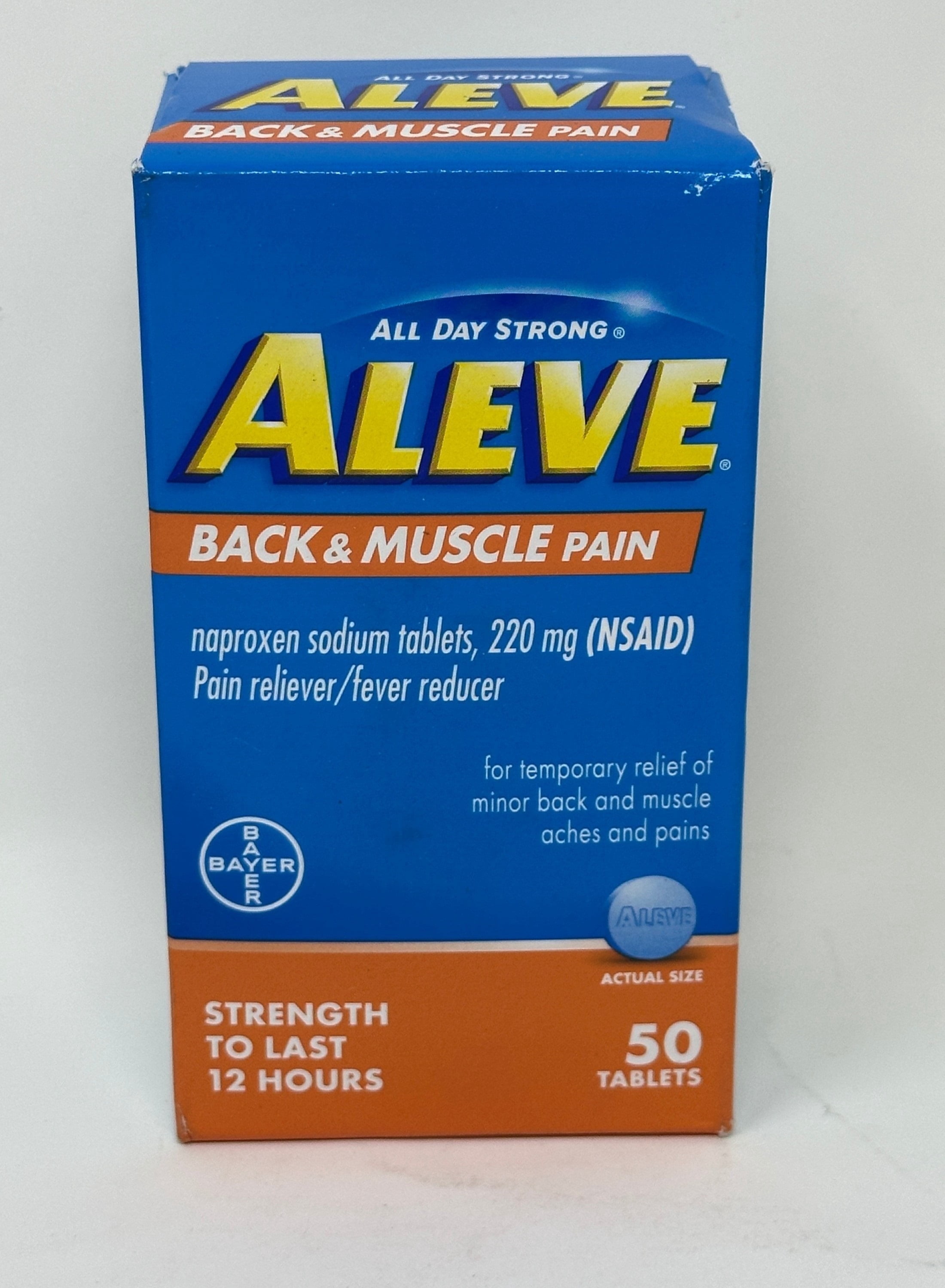 Aleve Back and Muscle Pain Relieving/Fever Reducing Naproxen Sodium Tablets, 50 Count