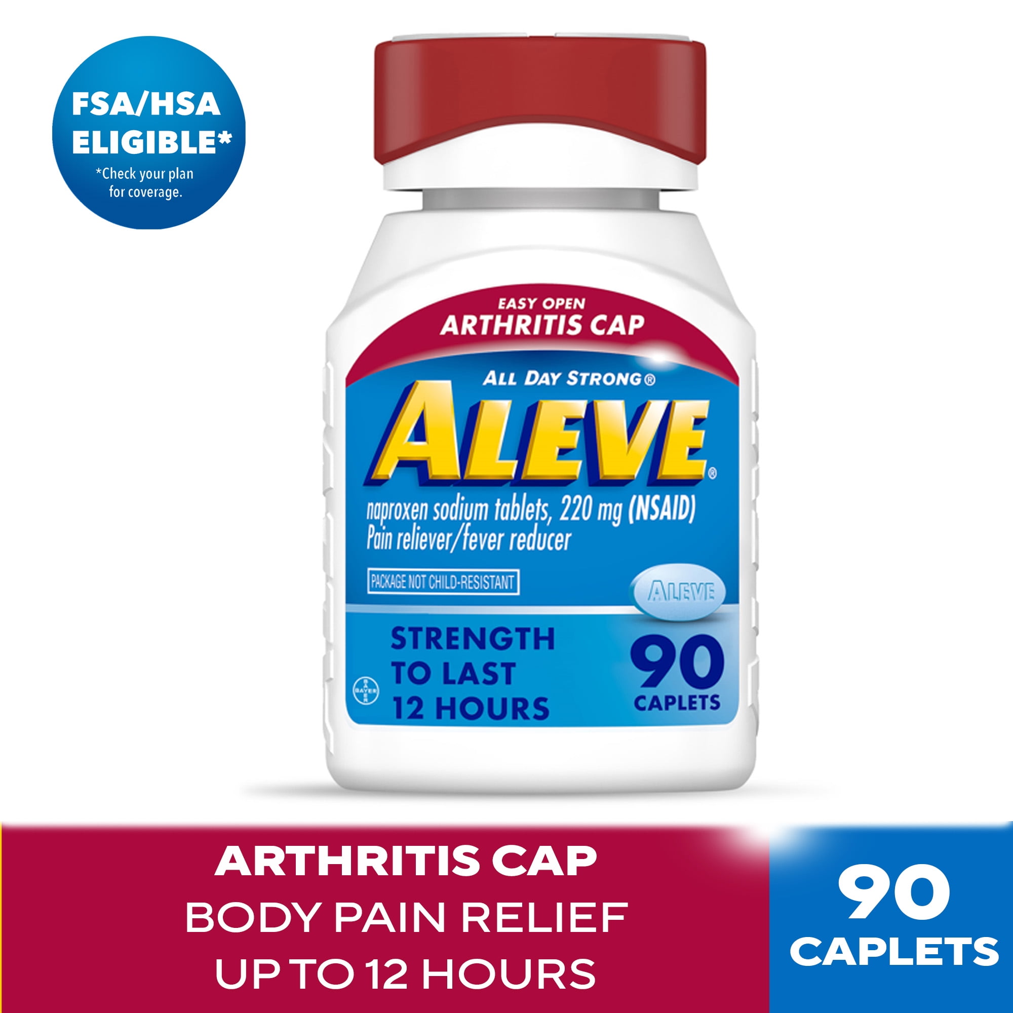 Aleve Pain Relief Caplets Easy Open Arthritis Cap, Naproxen Sodium, 90 Count