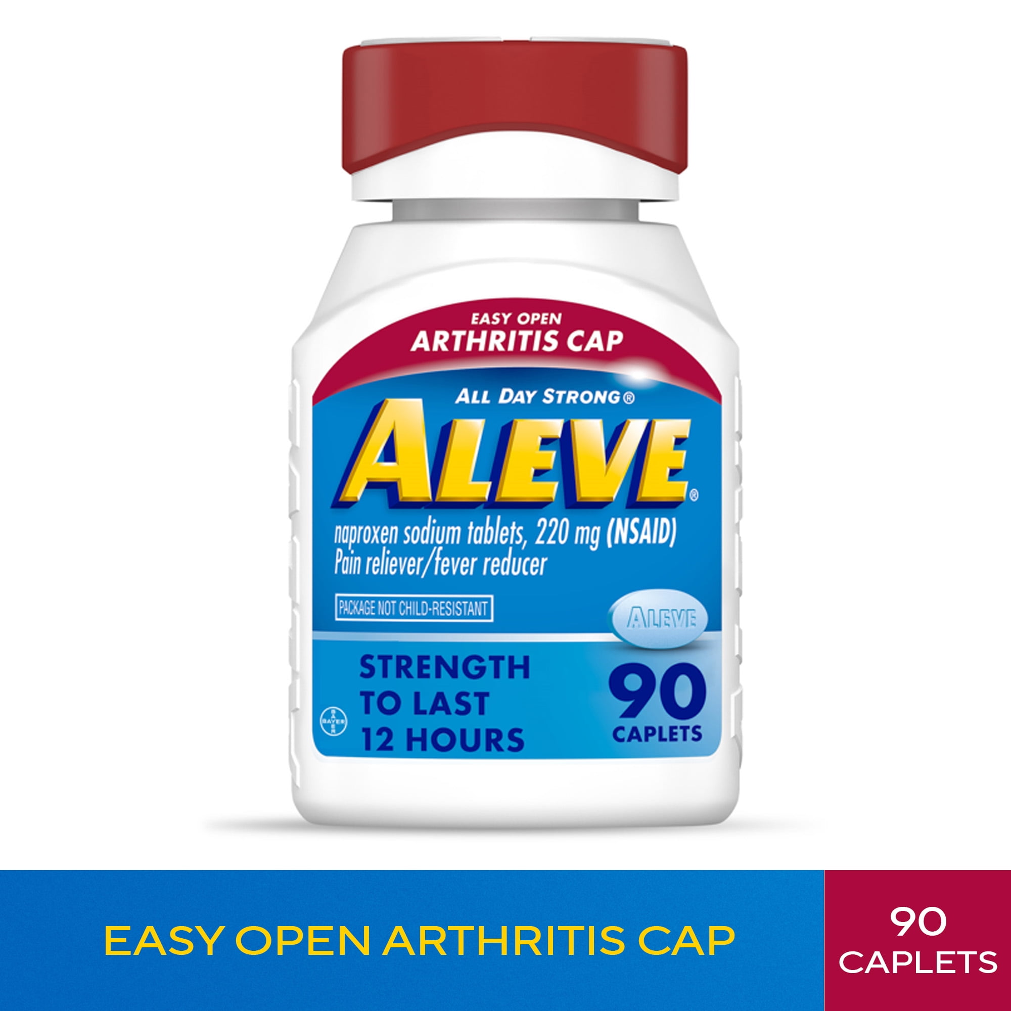 Aleve Pain Relief Caplets Easy Open Arthritis Cap, Naproxen Sodium, 90 Count