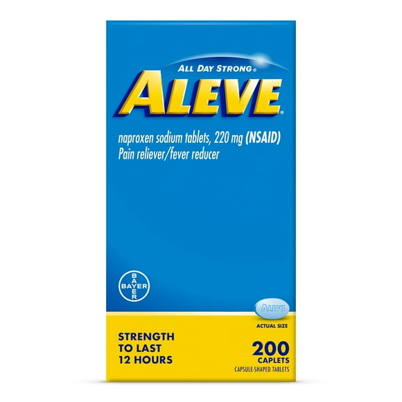 Aleve Pain Reliever & Fever Reducer Naproxen Sodium Caplets, Body Pain Relief, 200 Count