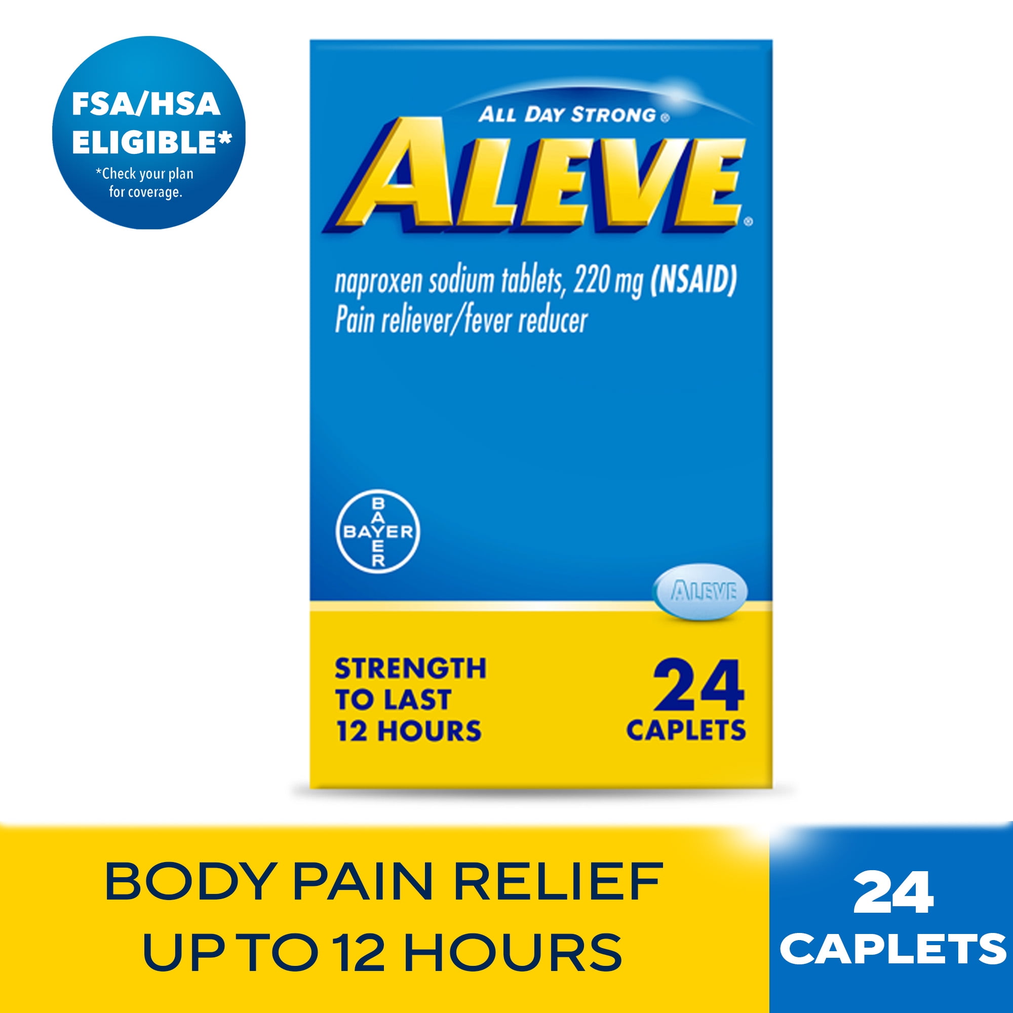 Aleve Caplets Naproxen Sodium Pain Reliever, 24 Count