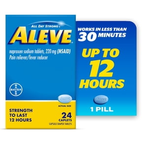 Aleve Caplets Naproxen Sodium Pain Reliever, 24 Count