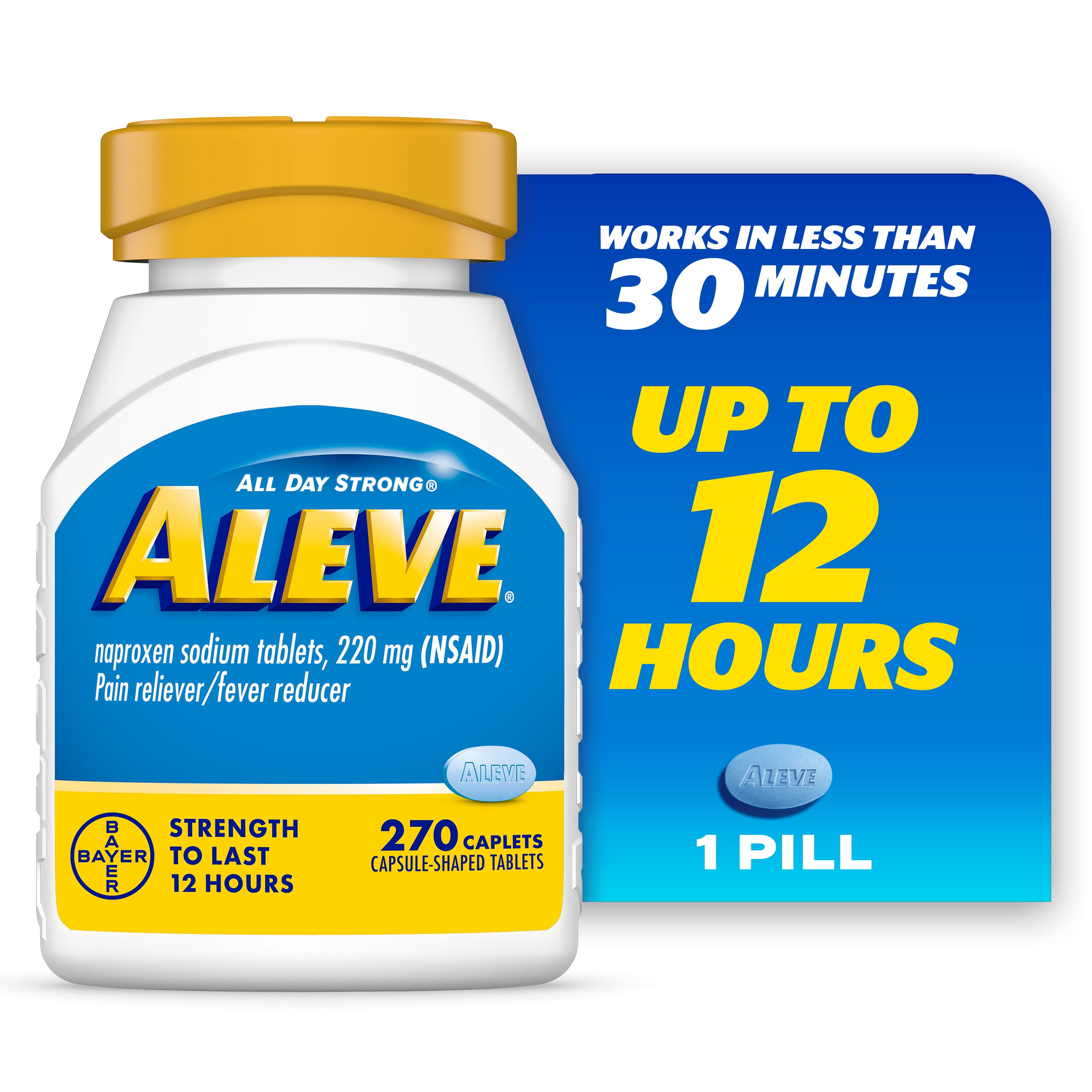 Aleve Caplets Naproxen Sodium Pain Reliever, 270 Count