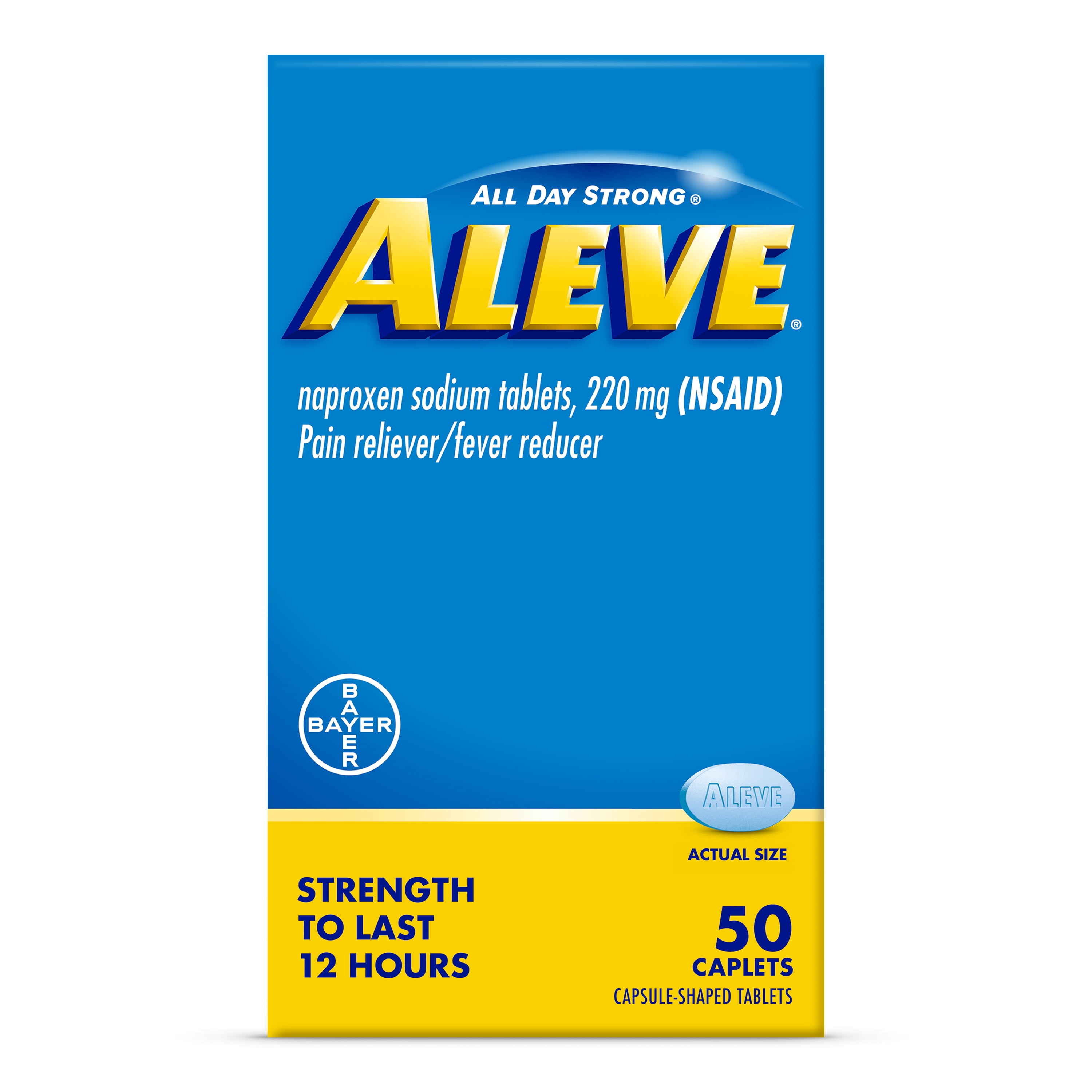 Aleve Caplets Naproxen Sodium Pain Reliever, 50 Count