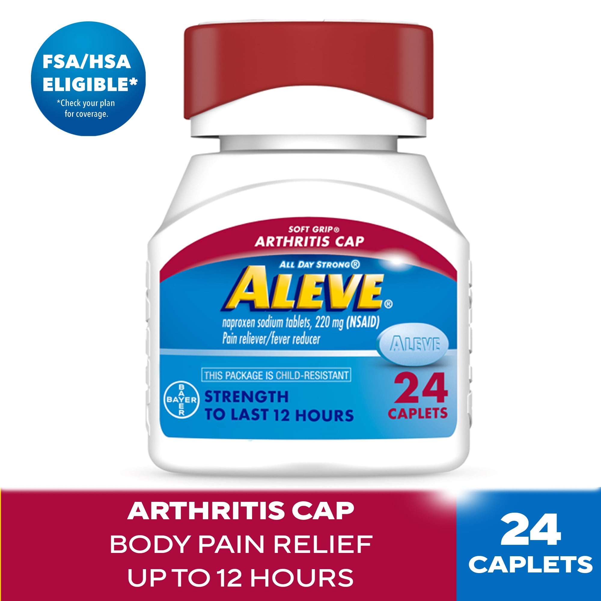 Aleve Caplets Soft Grip Arthritis Cap Naproxen Sodium Pain Reliever, 24 Count