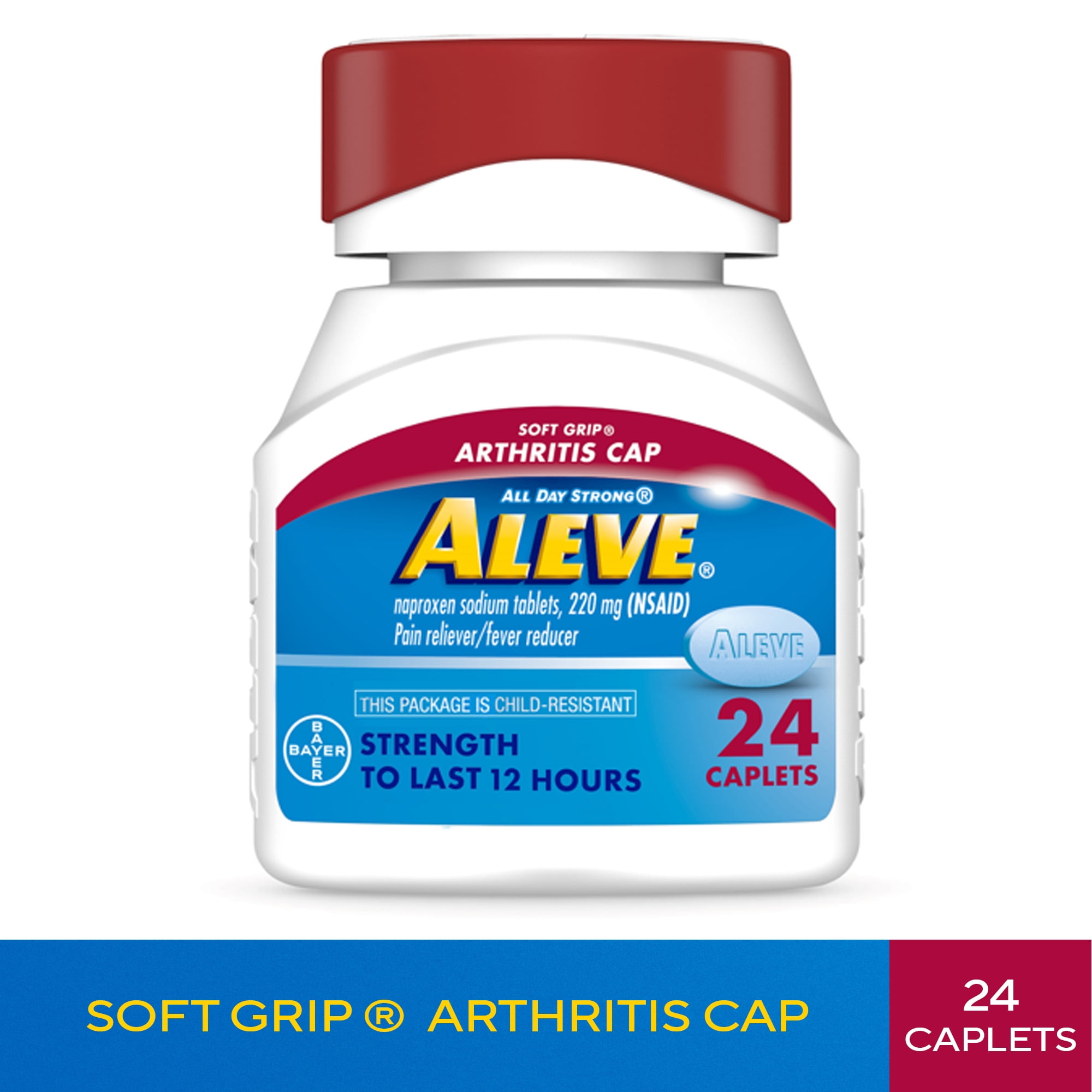 Aleve Caplets Soft Grip Arthritis Cap Naproxen Sodium Pain Reliever, 24 Count